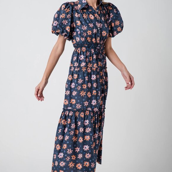 Social Threads Pinch Floral Print Tiered Maxi Dress Size SmallSmall / Navy Multi - Picture 3 of 7